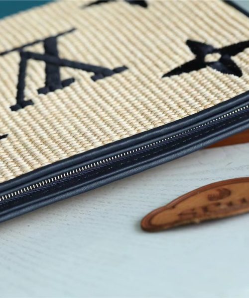 1:1 Replica Louis Vuitton Toiletry Pouch Raffia Natural /Black For Women, Women's Wallets 9.8in/25cm LV
