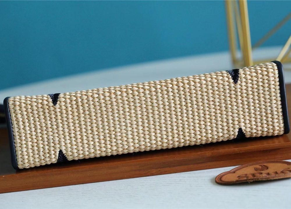 1:1 Replica Louis Vuitton Toiletry Pouch Raffia Natural /Black For Women, Women's Wallets 9.8in/25cm LV