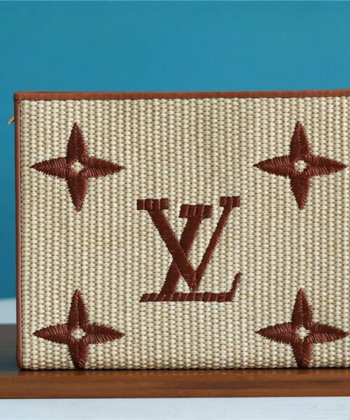 Louis Vuitton Toiletry Pouch Raffia Natural /Caramel Brown For Women, Women's Wallets 9.8in/25cm LV