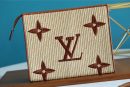 1:1 Replica Louis Vuitton Toiletry Pouch Raffia Natural /Caramel Brown For Women, Women's Wallets 9.8in/25cm LV