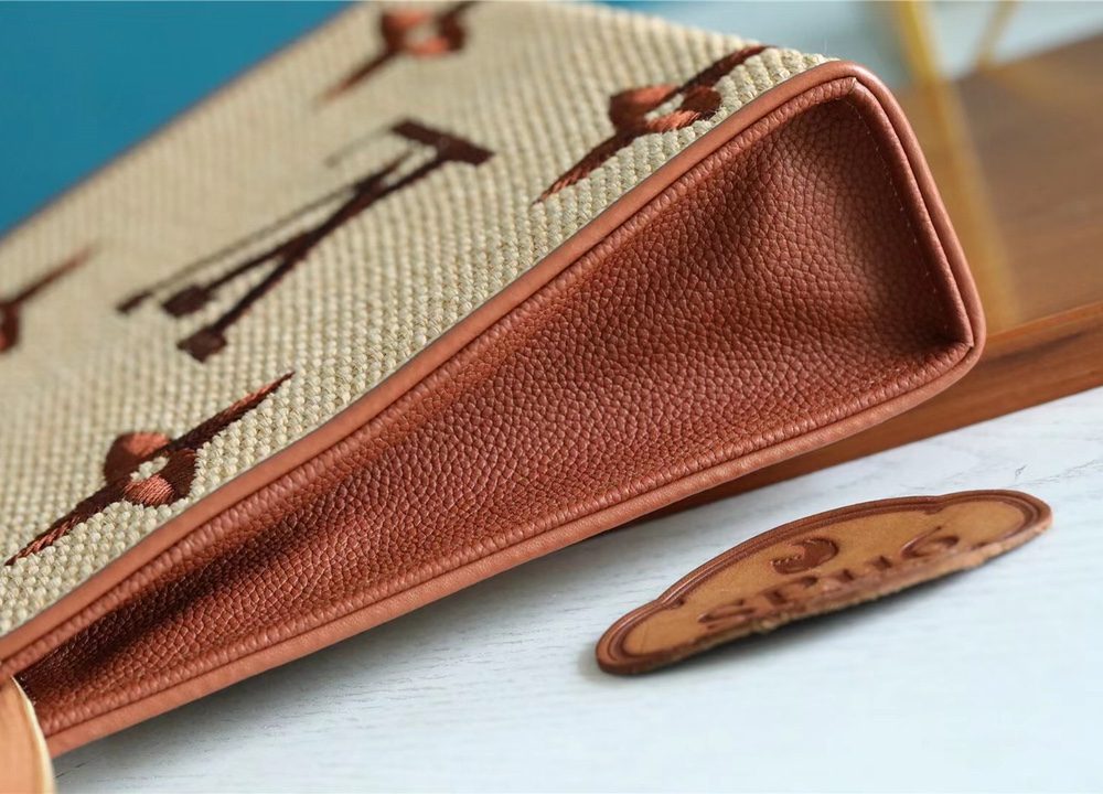 1:1 Replica Louis Vuitton Toiletry Pouch Raffia Natural /Caramel Brown For Women, Women's Wallets 9.8in/25cm LV