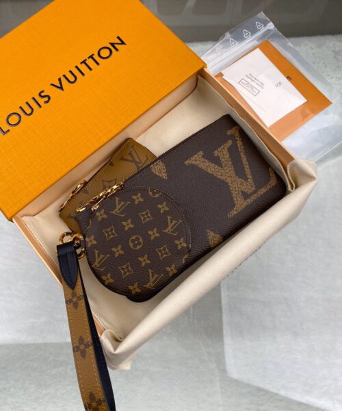 Louis Vuitton Trio Pouch Monogram Giant/ Monogram Reverse/ Monogram Canvas Pink For Women, Women's Wallets 7.7in/19.5cm LV M68756