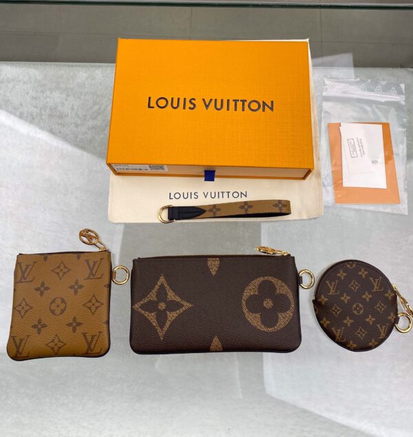 1:1 Replica Louis Vuitton Trio Pouch Monogram Giant/ Monogram Reverse/ Monogram Canvas Pink For Women, Women's Wallets 7.7in/19.5cm LV M68756