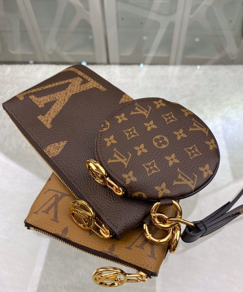 1:1 Replica Louis Vuitton Trio Pouch Monogram Giant/ Monogram Reverse/ Monogram Canvas Pink For Women, Women's Wallets 7.7in/19.5cm LV M68756