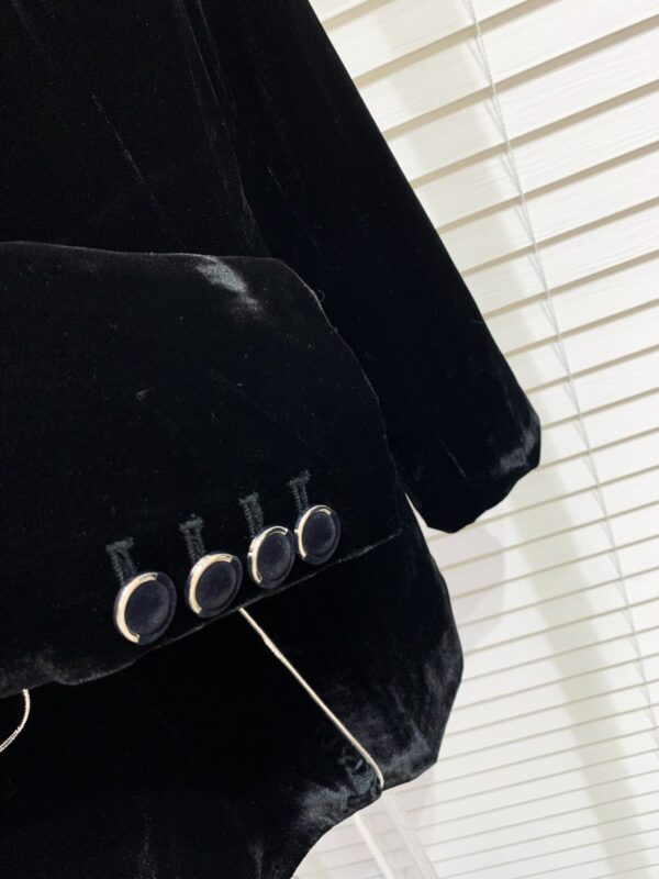 Louis Vuitton Velvet Rhinestones Shawl Blazer Black For Women