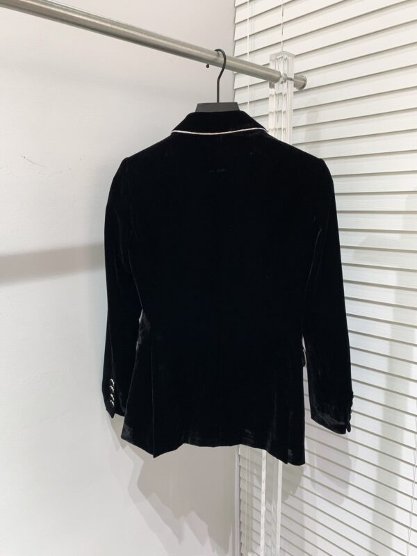 Louis Vuitton Velvet Rhinestones Shawl Blazer Black For Women