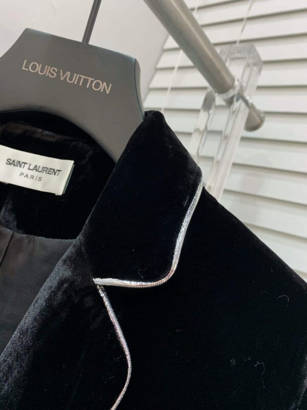 Louis Vuitton Velvet Rhinestones Shawl Blazer Black For Women