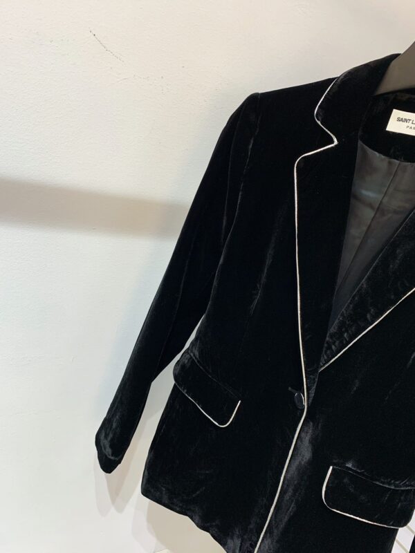 Louis Vuitton Velvet Rhinestones Shawl Blazer Black For Women