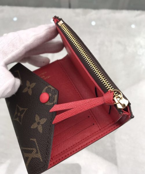 1:1 Replica Louis Vuitton Victorine Wallet In Monogram Canvas Red For Women, Women's Wallet 12cm LV M41938