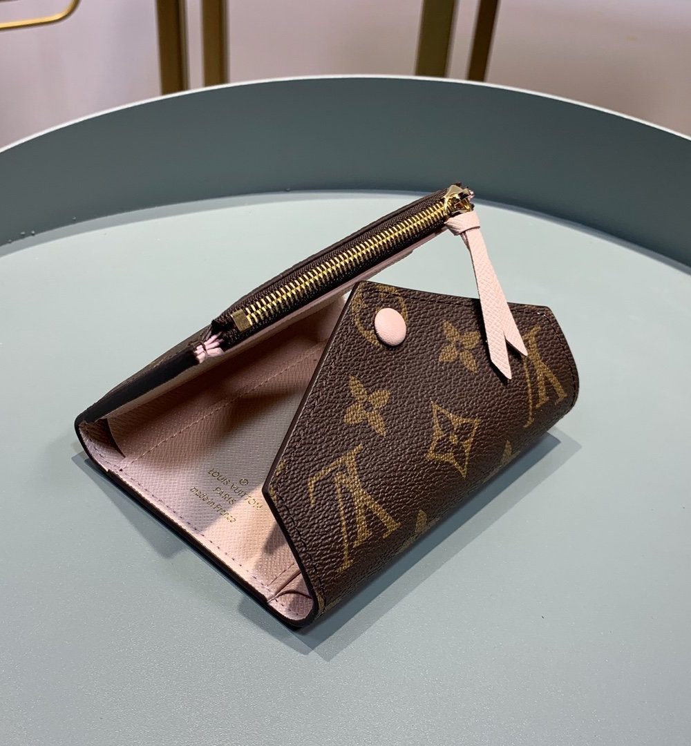 1:1 Replica Louis Vuitton Victorine Wallet Monogram Canvas Rose Ballerine Pink For Women, Women's Wallet 4.7in/12cm LV M62360