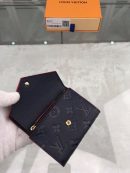 1:1 Replica Louis Vuitton Victorine Wallet Monogram Empreinte Navy Blue/ Red For Women, Women's Wallets 4.7in/12cm LV M64577