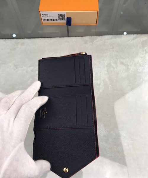 1:1 Replica Louis Vuitton Victorine Wallet Monogram Empreinte Navy Blue/ Red For Women, Women's Wallets 4.7in/12cm LV M64577