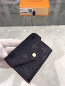 1:1 Replica Louis Vuitton Victorine Wallet Monogram Empreinte Navy Blue/ Red For Women, Women's Wallets 4.7in/12cm LV M64577