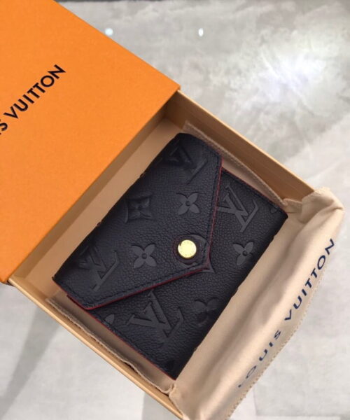 Louis Vuitton Victorine Wallet Monogram Empreinte Navy Blue/ Red For Women, Women's Wallets 4.7in/12cm LV M64577