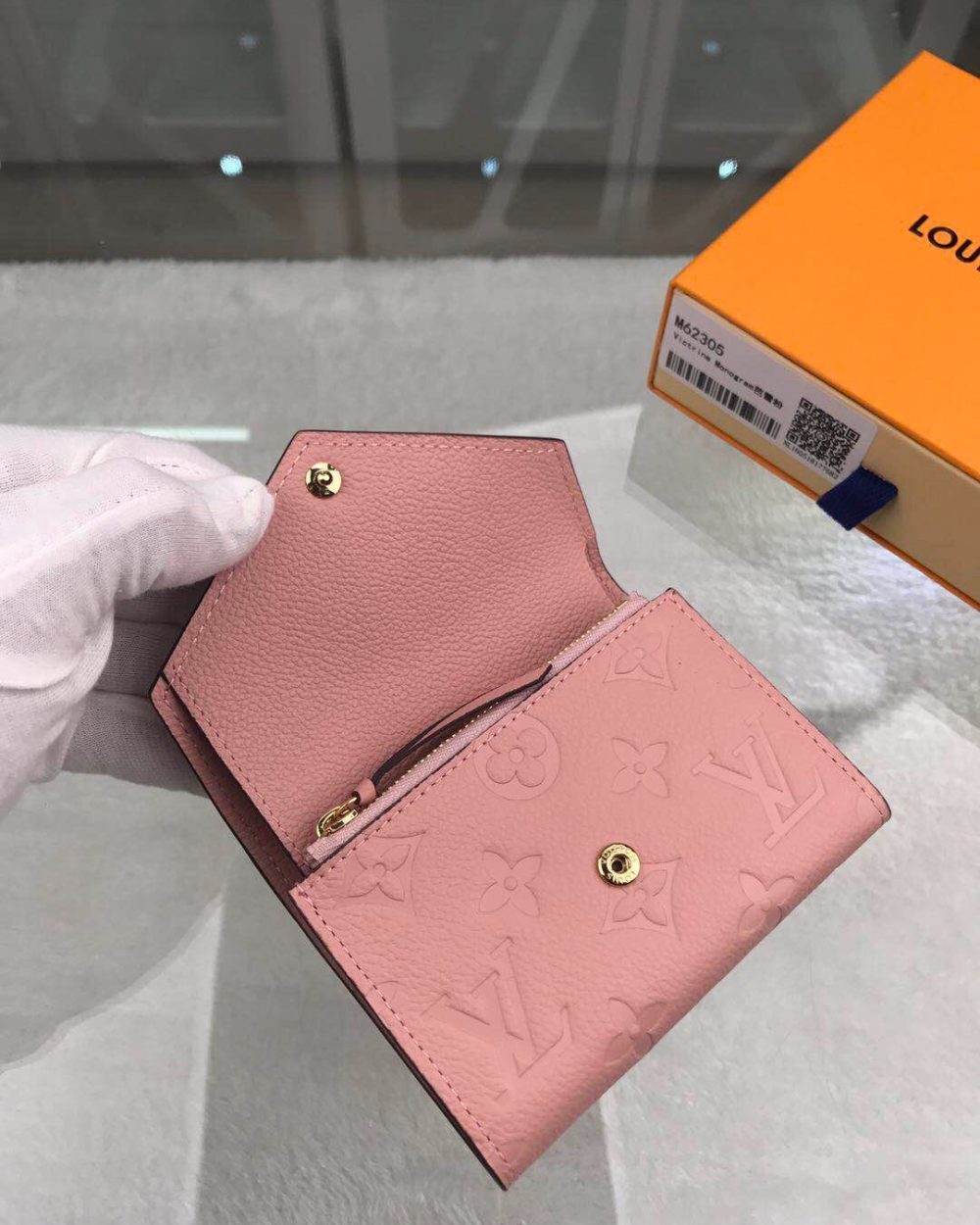 1:1 Replica Louis Vuitton Victorine Wallet Monogram Empreinte Pink For Women, Women's Wallets 4.7in/12cm LV