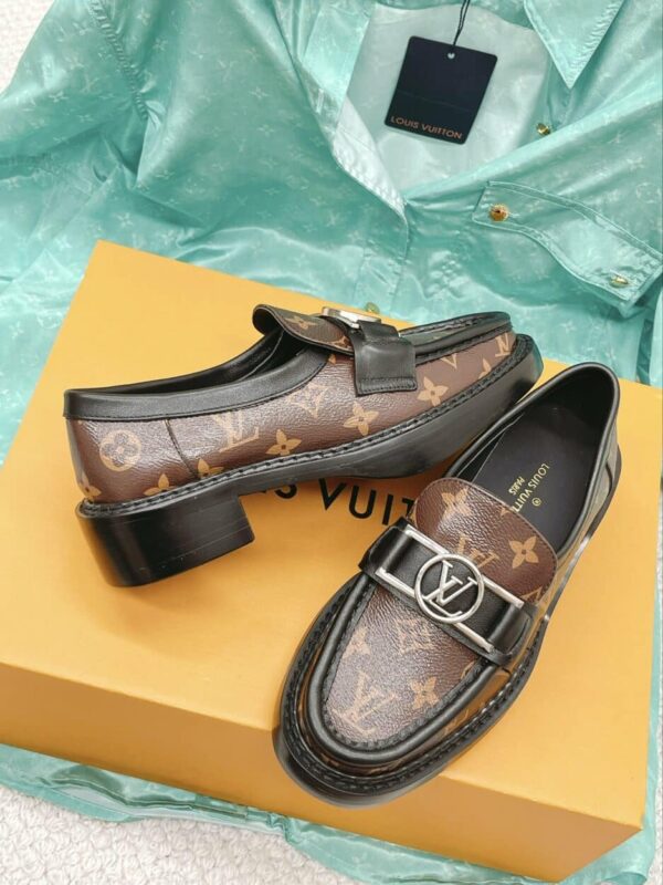 Louis Vuitton Women's Academy Loafer Silver Toned Hardware Brown For Women LV