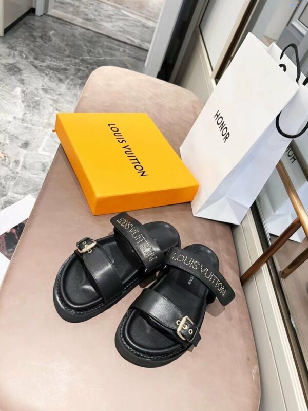 Louis Vuitton Women's Bom Dia Flat Mule Black For Women LV