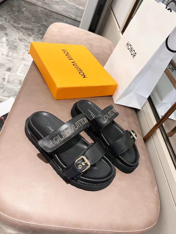 Louis Vuitton Women's Bom Dia Flat Mule Black For Women LV