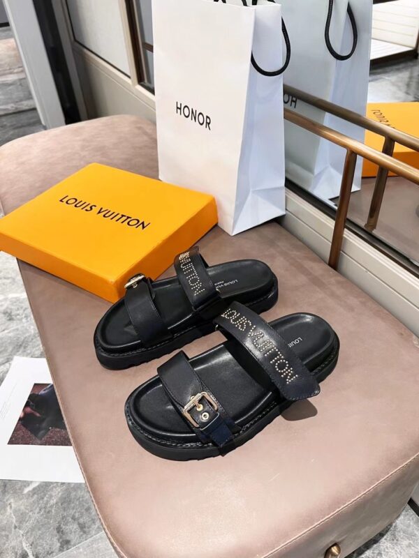 Louis Vuitton Women's Bom Dia Flat Mule Black For Women LV