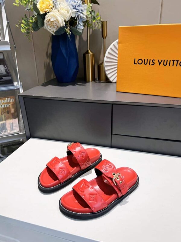 Louis Vuitton Women's Bom Dia Flat Mule Red For Women LV