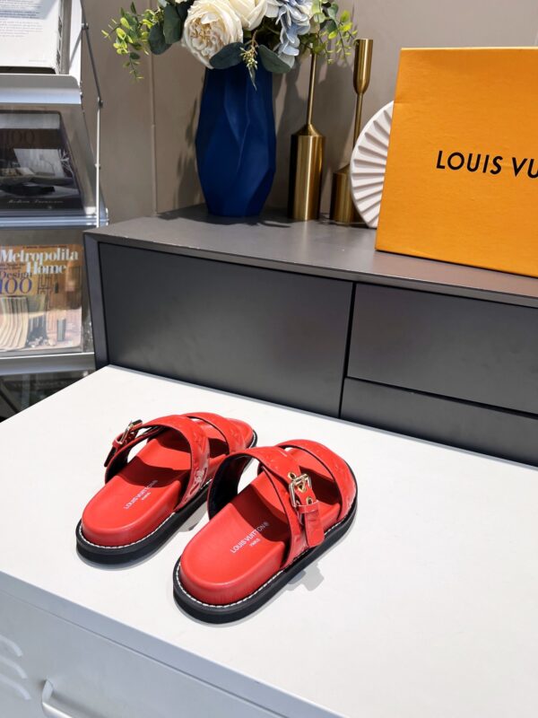 Louis Vuitton Women's Bom Dia Flat Mule Red For Women LV