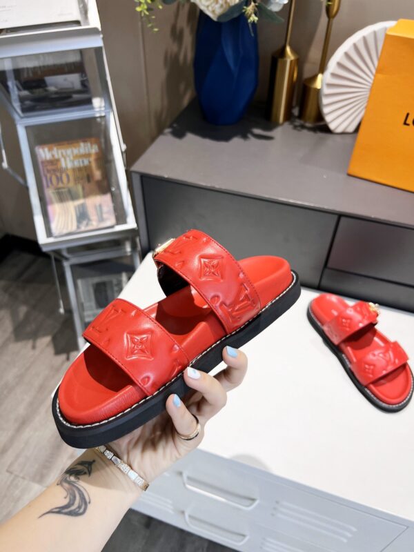 Louis Vuitton Women's Bom Dia Flat Mule Red For Women LV