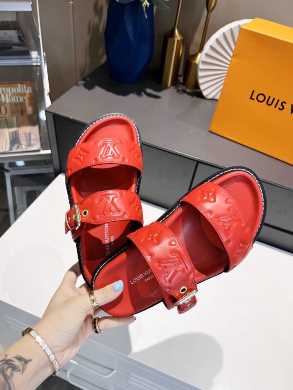 Louis Vuitton Women's Bom Dia Flat Mule Red For Women LV