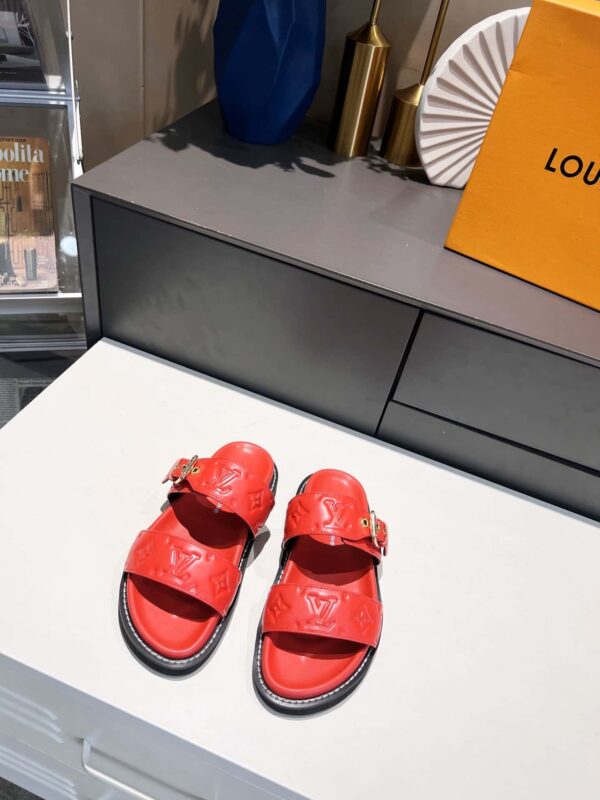 Louis Vuitton Women's Bom Dia Flat Mule Red For Women LV