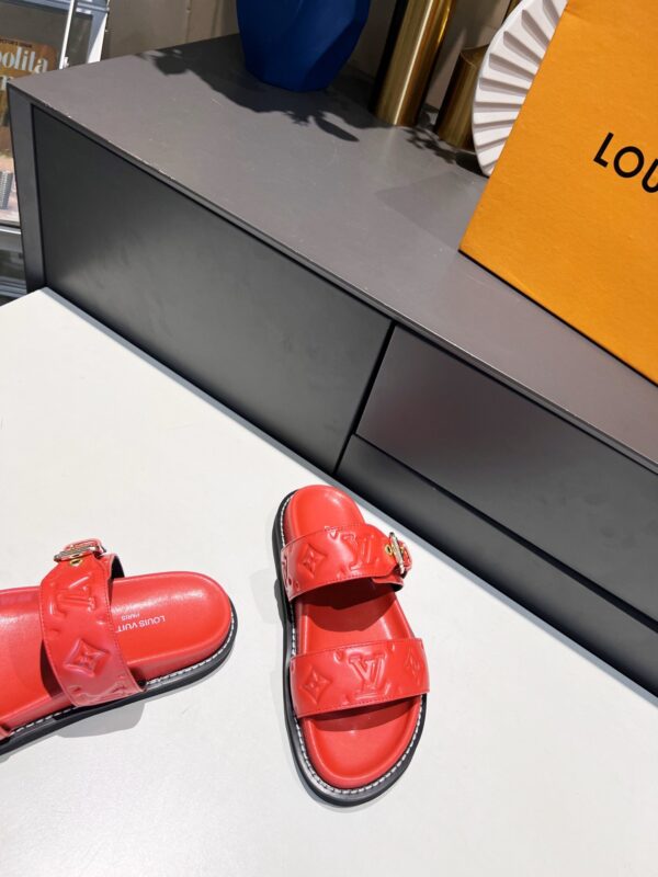 Louis Vuitton Women's Bom Dia Flat Mule Red For Women LV
