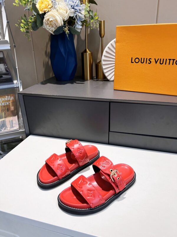 Louis Vuitton Women's Bom Dia Flat Mule Red For Women LV