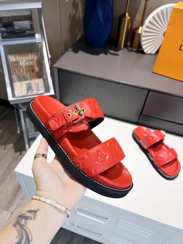 Louis Vuitton Women's Bom Dia Flat Mule Red For Women LV