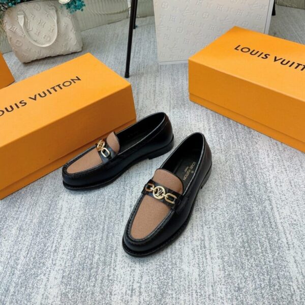 Louis Vuitton Women's Chess Flat Loafe Black And Beige  For Women LV