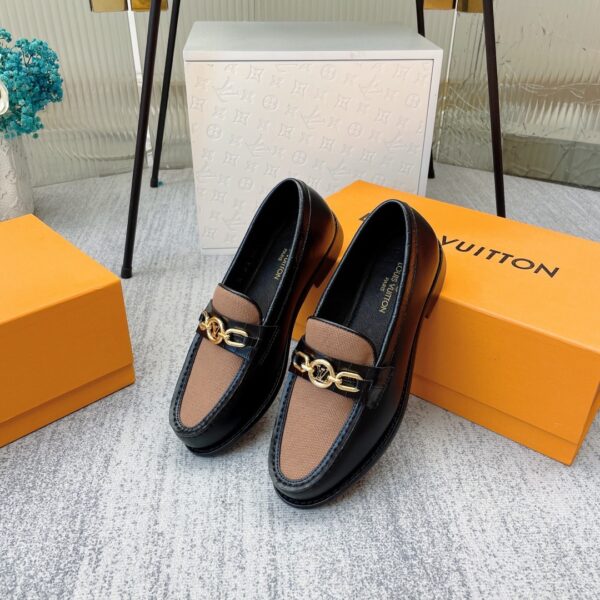 Louis Vuitton Women's Chess Flat Loafe Black And Beige  For Women LV