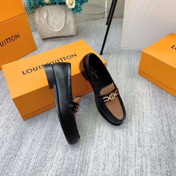 Louis Vuitton Women's Chess Flat Loafe Black And Beige  For Women LV