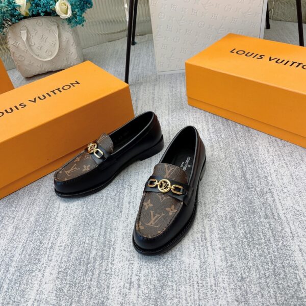 Louis Vuitton Women's Chess Flat Loafe Black And Brown For Women LV