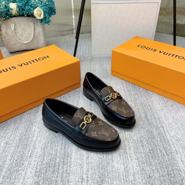 Louis Vuitton Women's Chess Flat Loafe Black And Brown For Women LV