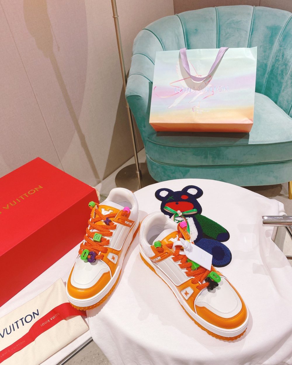 Louis Vuitton Women's LV Trainer Sneaker Orange For Women LV