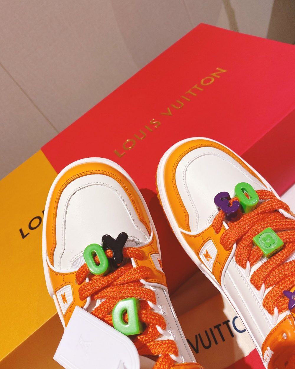Louis Vuitton Women's LV Trainer Sneaker Orange For Women LV