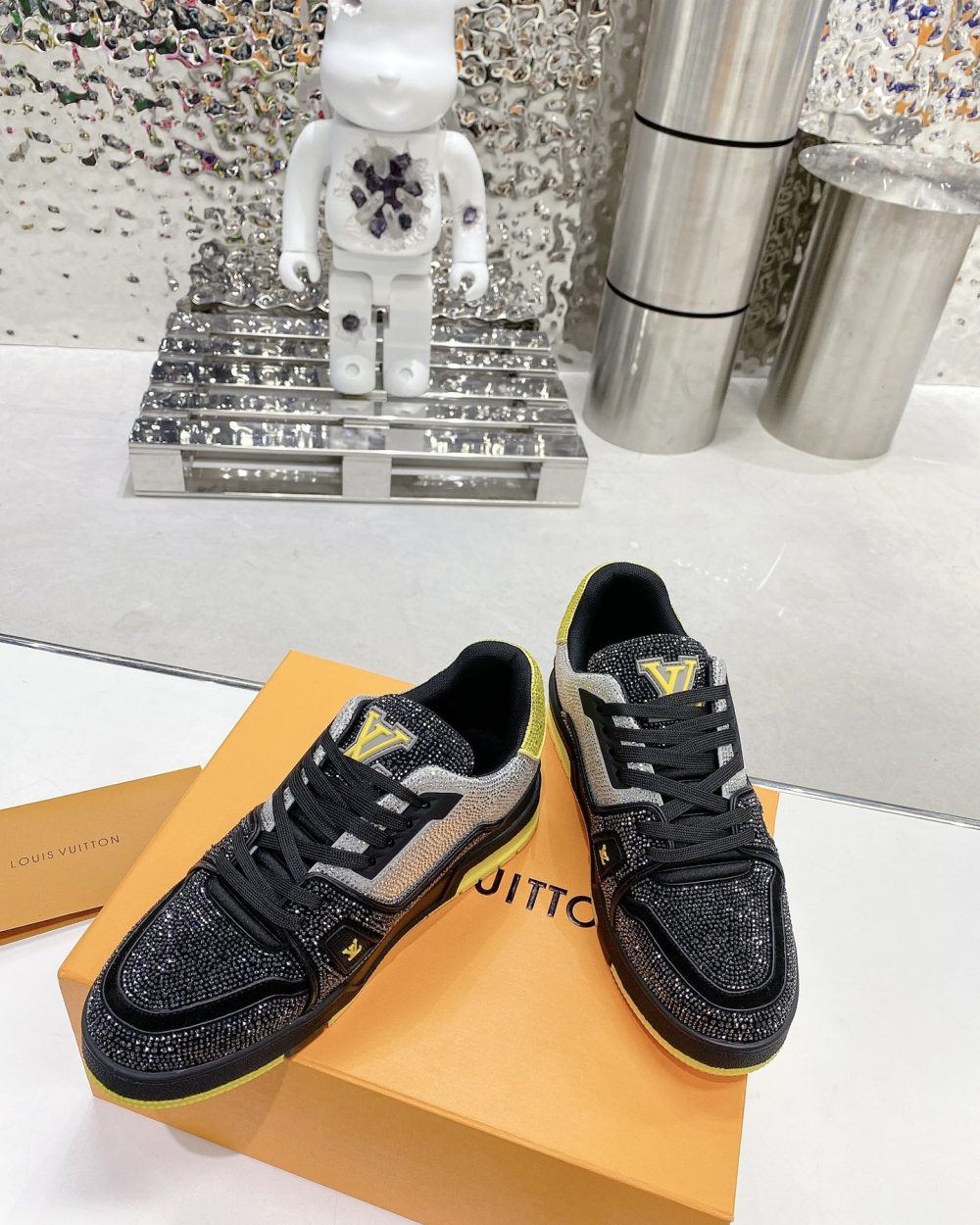 Louis Vuitton Women's LV Trainers Black And Yellow For Women LV