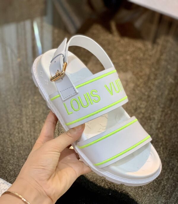 Louis Vuitton Women's Paseo flat Comfort Sandal White And Neon For Women LV