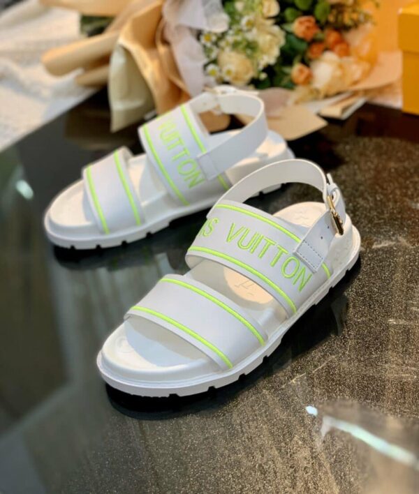 Louis Vuitton Women's Paseo flat Comfort Sandal White And Neon For Women LV