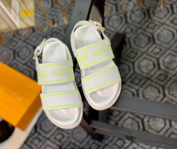 Louis Vuitton Women's Paseo flat Comfort Sandal White And Neon For Women LV