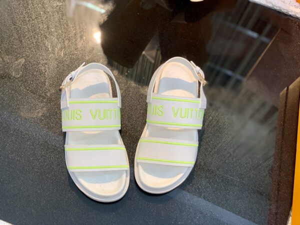 Louis Vuitton Women's Paseo flat Comfort Sandal White And Neon For Women LV