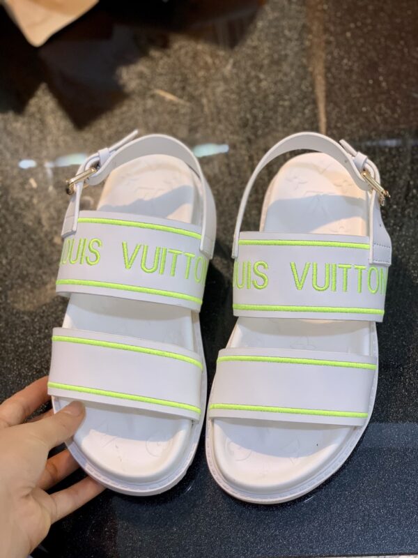 Louis Vuitton Women's Paseo flat Comfort Sandal White And Neon For Women LV