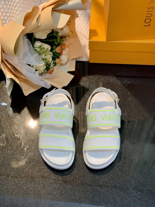 Louis Vuitton Women's Paseo flat Comfort Sandal White And Neon For Women LV