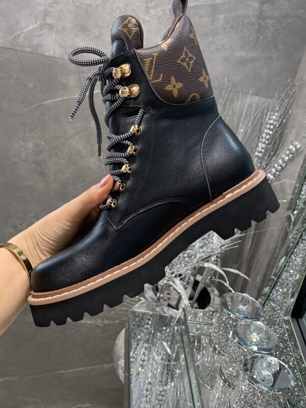 Louis Vuitton Women's Territory Flat Military Boot Black For Women LV 1A958N