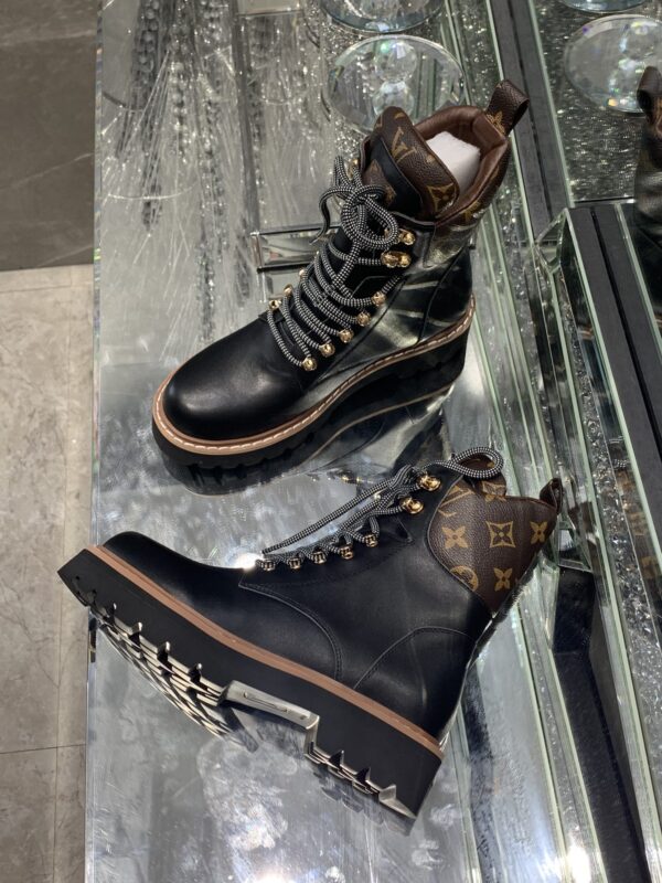 Louis Vuitton Women's Territory Flat Military Boot Black For Women LV 1A958N
