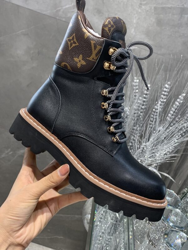 Louis Vuitton Women's Territory Flat Military Boot Black For Women LV 1A958N