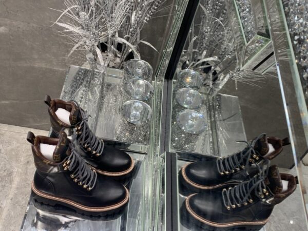 Louis Vuitton Women's Territory Flat Military Boot Black For Women LV 1A958N