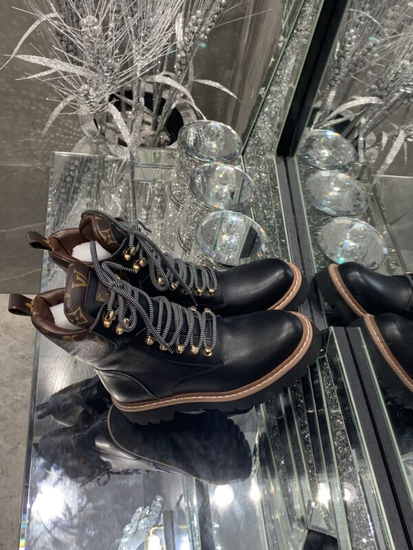 Louis Vuitton Women's Territory Flat Military Boot Black For Women LV 1A958N